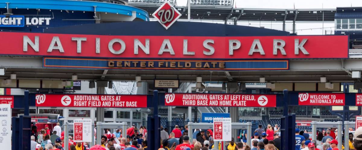 Washington D.C, USA - 4 July 2017: The fans walking into an early morning baseball game between the Nationals and the Met's on the fourth of July 2017