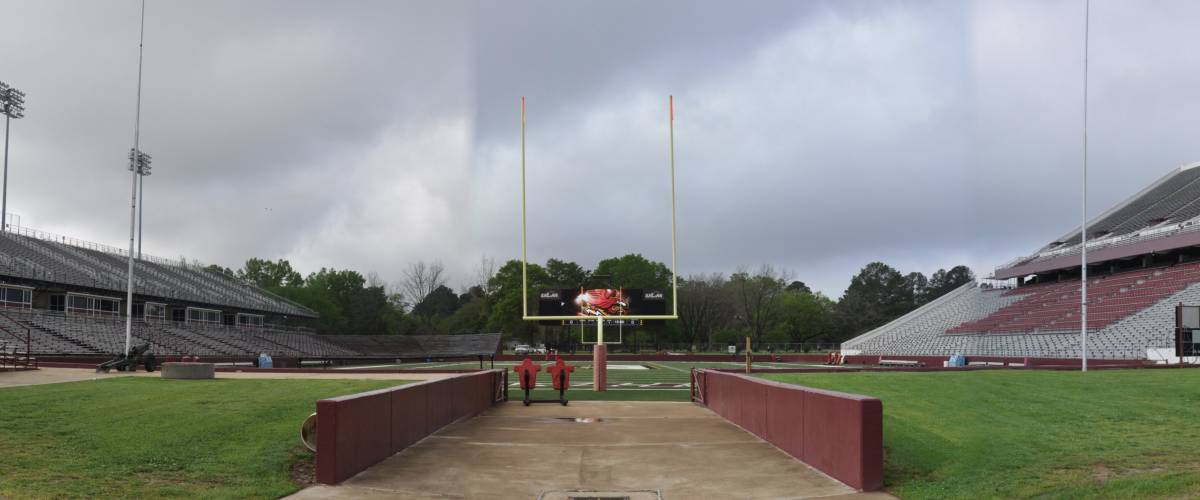 Panoramic view of Malone Stadium on the campus of the University of Louisiana at Monroe.