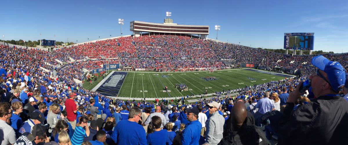 Panorama of Liberty Bowl Memorial Stadium during a game against Ole Miss on 16 October 2015 in Memphis, TN. Memphis won 37-24.