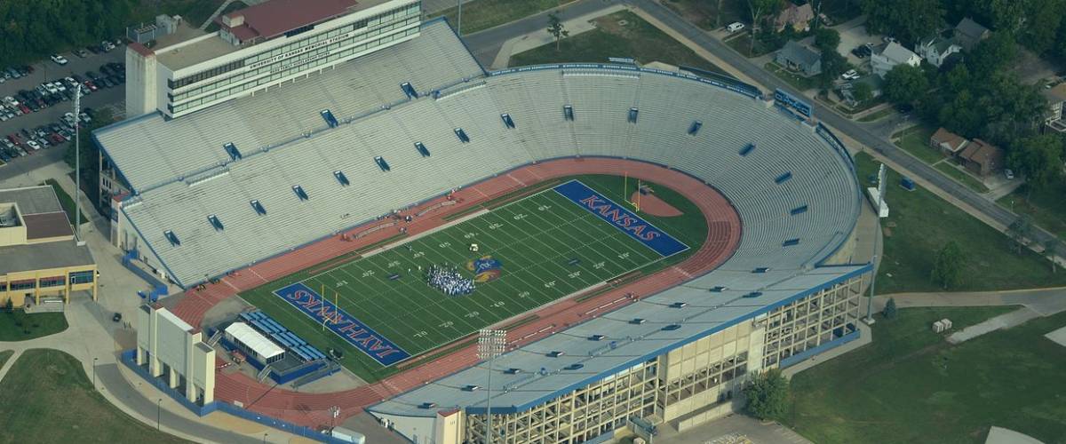 David Booth Kansas Memorial Stadium, aerial view, 08-31-2013