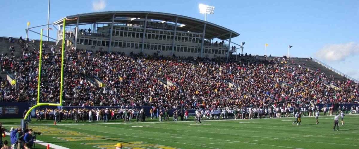 West stands of Dix Stadium on the campus of Kent State University in Kent, Ohio