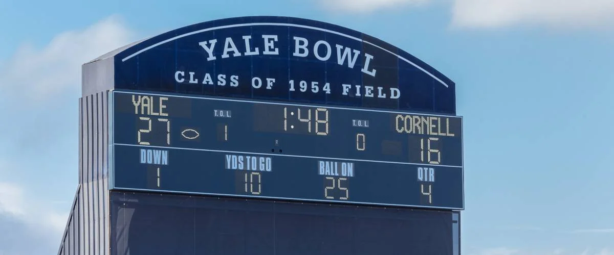 Final score of Yale/Cornell game, September 28, 2019.