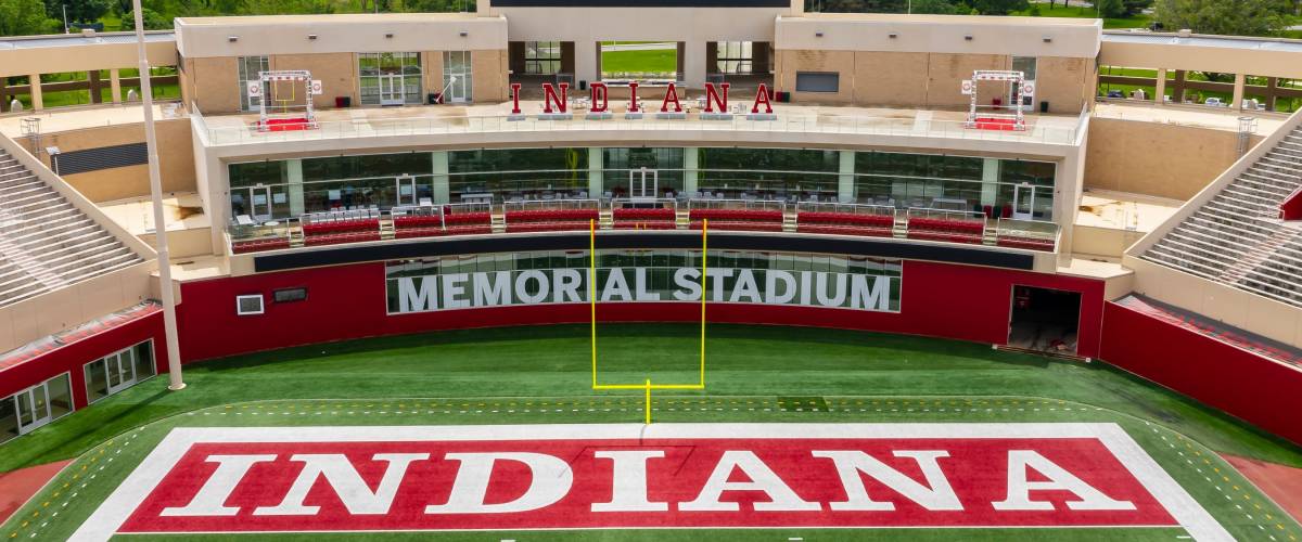 May 22, 2019 - Bloomington, Indiana, USA: Aerial Views of Memorial Stadium, also known as The Rock, is a stadium in Bloomington, Indiana.