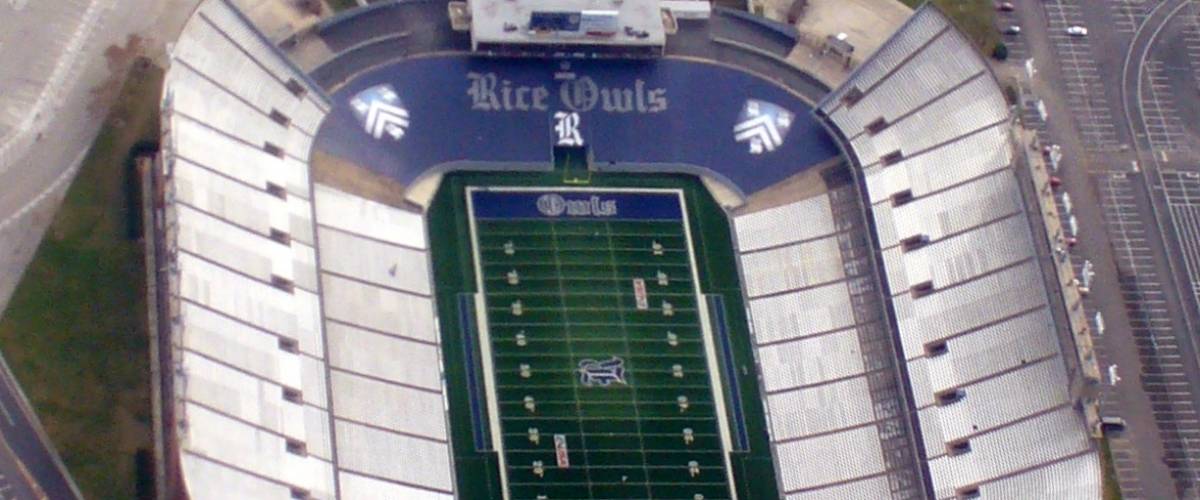 Aerial view of Rice University football stadium, Houston, Texas