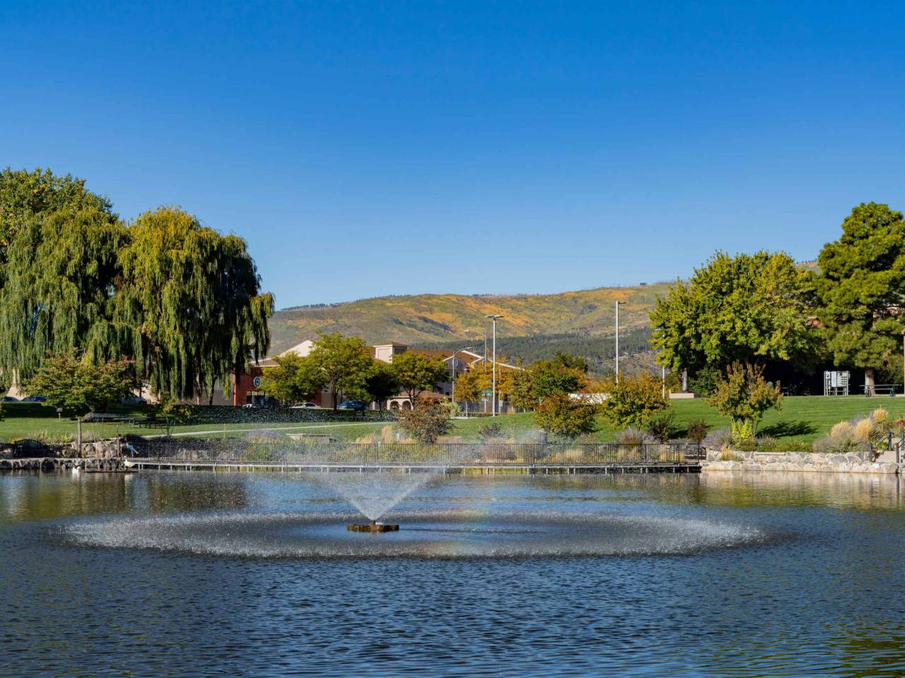 Morning view of the Ashley Pond Park at Los Alamos, New Mexico