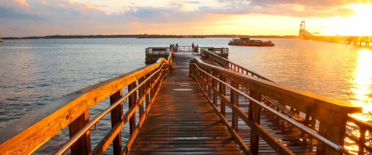 Van Zant Pier after a rainstorm in Newport, Rhode Island.