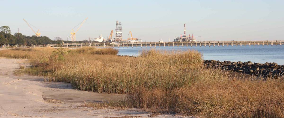 PASCAGOULA, MISSISSIPPI SHORELINE VIEW IN NOVEMBER 2019