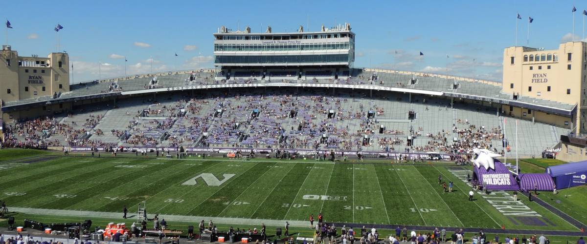 Ryan Field (Dyche Stadium) Northwestern Wildcats vs. Western Michigan Broncos. Ryan Field. Evanston, Illinois, USA. September 3, 2016.
