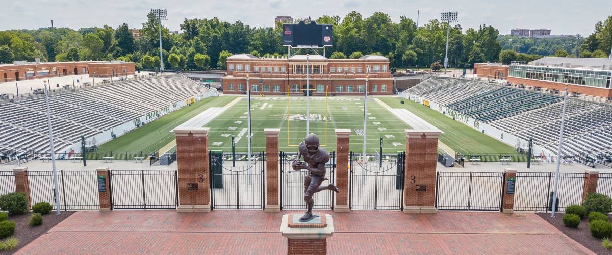 July 13, 2018 - Charlotte, North Carolina, USA: Aerial views of the University of North Carolina at Charlotte.  Established in 1946, UNCC is a growing campus with over 29,000 students.